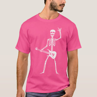 T-shirt Drôle Squelette Jouer Guitare Électrique Cl Acoust