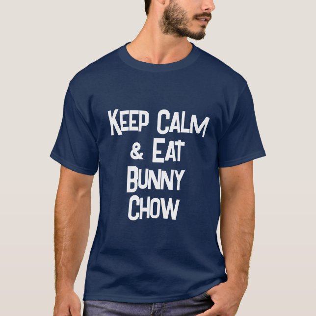 T-shirt Drôle Sud-Africain KeepCalm & Mat Bunny Chow Mens (Devant)