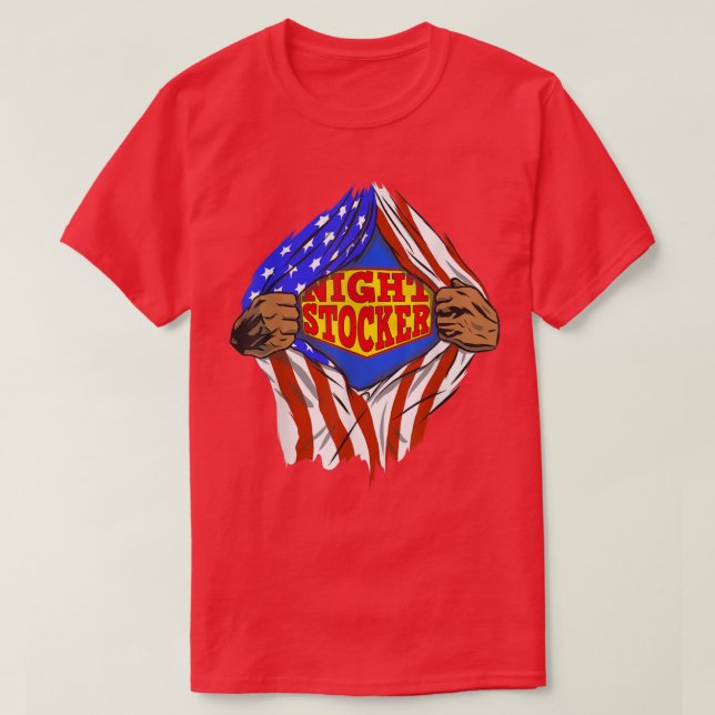 T-shirt Drôle Super Night Stocker Héros Job (Design devant)
