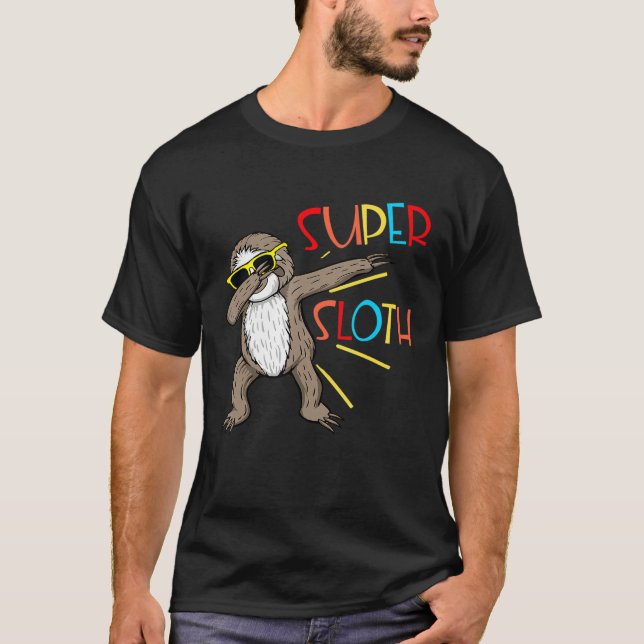 T-shirt Drôle Super Sloth Superhero Dabbing Dance Move Dab (Devant)