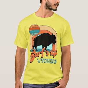 T-shirt Drôle surf rétro sur un buffle de surf Wyoming