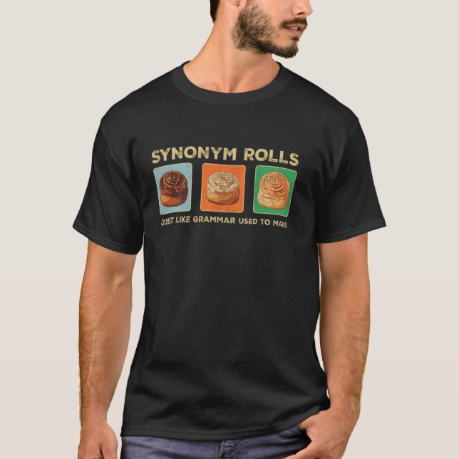T-shirt Drôle Synonyme Rolls Blague Cinnamon Rolls Grammar (Devant)