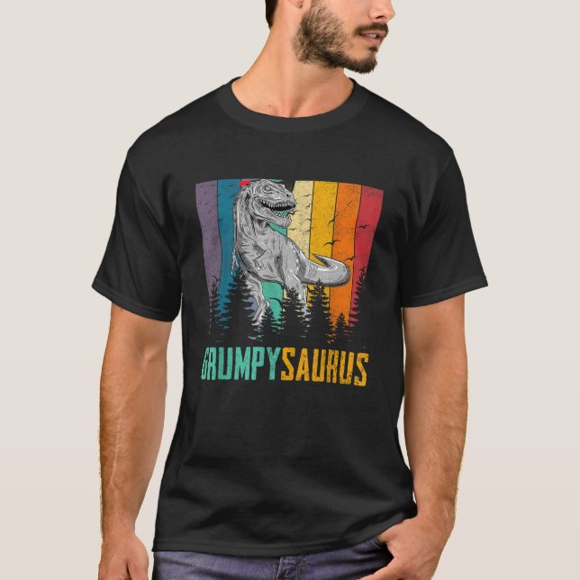 T-shirt Drôle T Rex Dinosaur Grumpy Saurus Famille Pères (Devant)