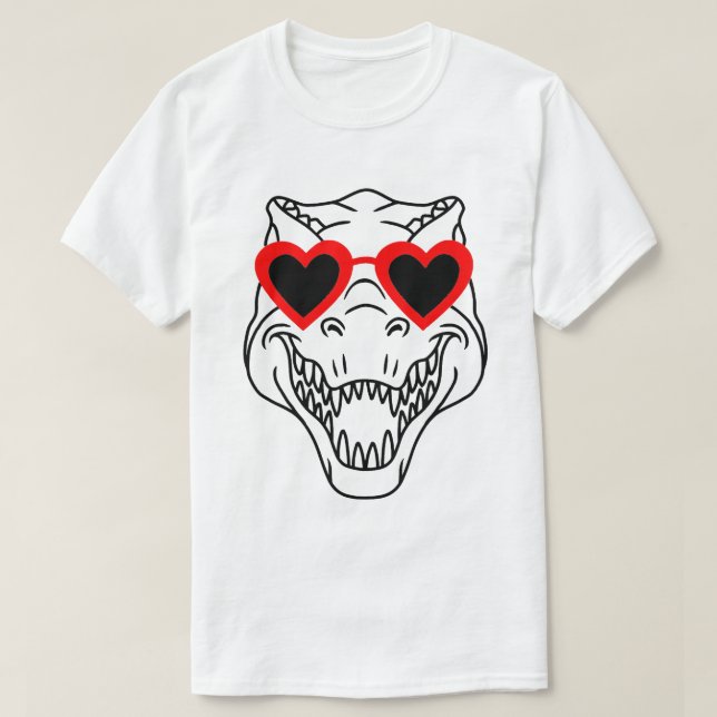 T-shirt Drôle T Rex Dinosaur Lunettes de soleil Coeur Heur (Design devant)