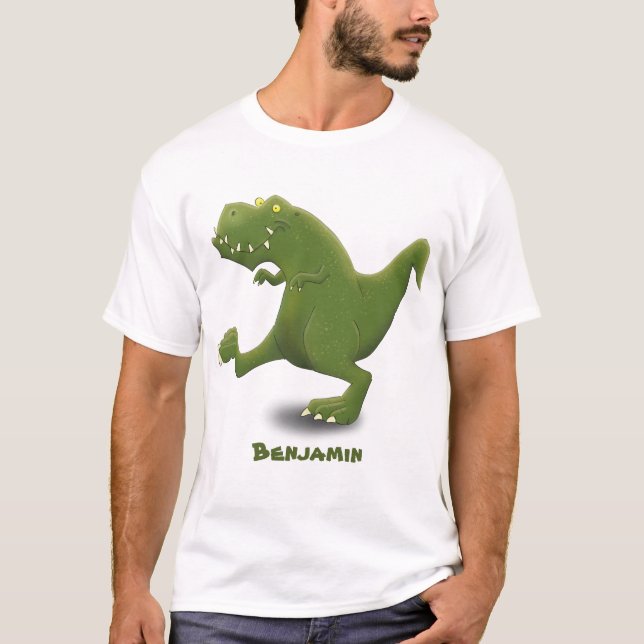 T-shirt Drôle T rex dinosaure dessin animé humour (Devant)