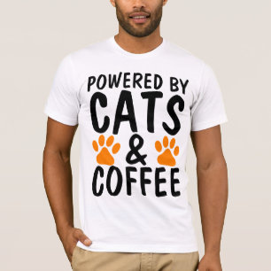T-shirt Drôle T-shirts, CATS ET CAFÉ, POWERED BY !