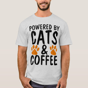 T-shirt Drôle T-shirts, CATS ET CAFÉ, POWERED BY ! T