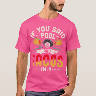 T-shirt Drôle Tacos Pool Lover Billard Lecteur Mexicain Fo