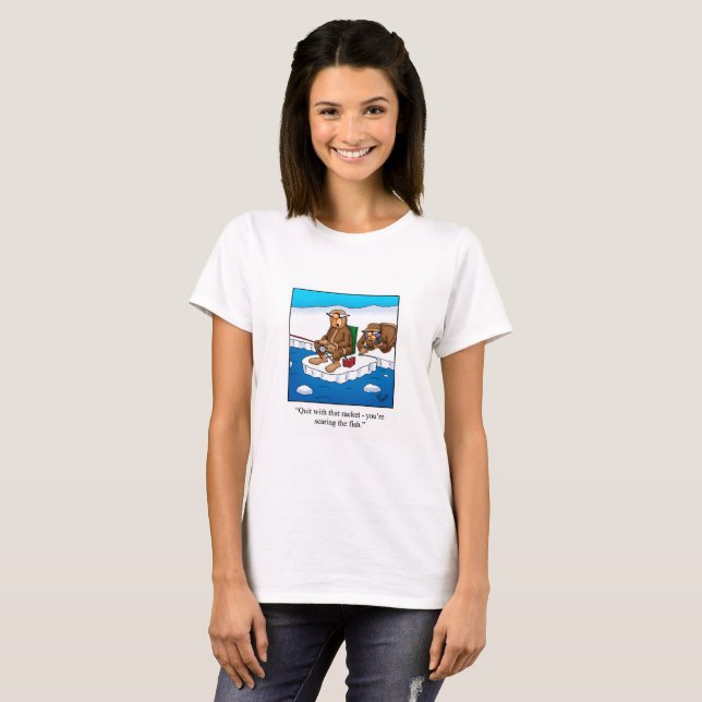 T-shirt Drôle Tee - shirt de pêche à la glace pour elle (Devant entier)