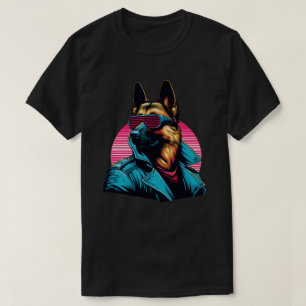 T-shirt Drôle tendance berger allemand berger cyber retro