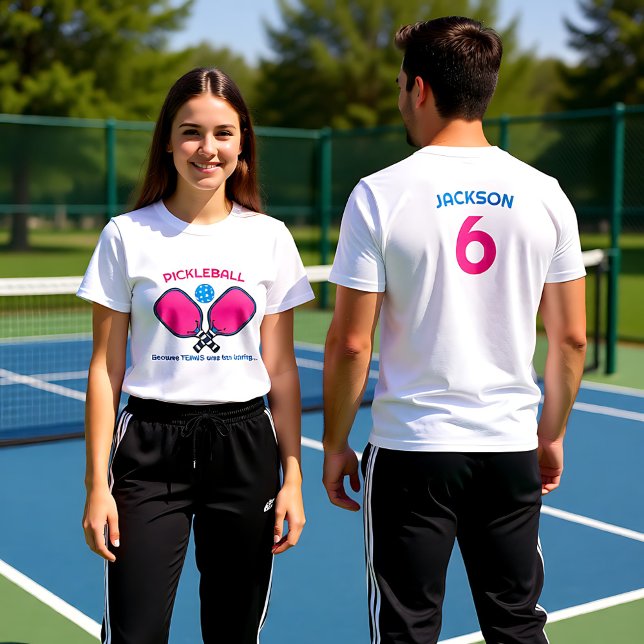 T-shirt Drôle Texte personnalisé (avant et arrière) Pickle (Funny Custom text (front and back) Pickleball T-Shirt)
