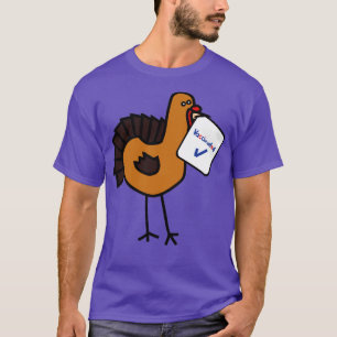 T-shirt Drôle Thanksgiving Turquie avec signe vacciné