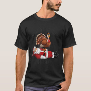 T-shirt Drôle Thanksgiving Turquie contre Père Noël Humori