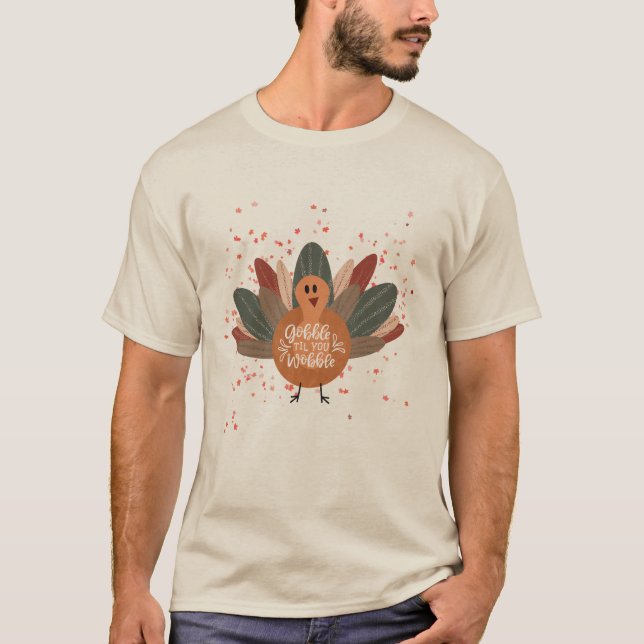 T-shirt Drôle Thanksgiving Turquie en automne (Devant)