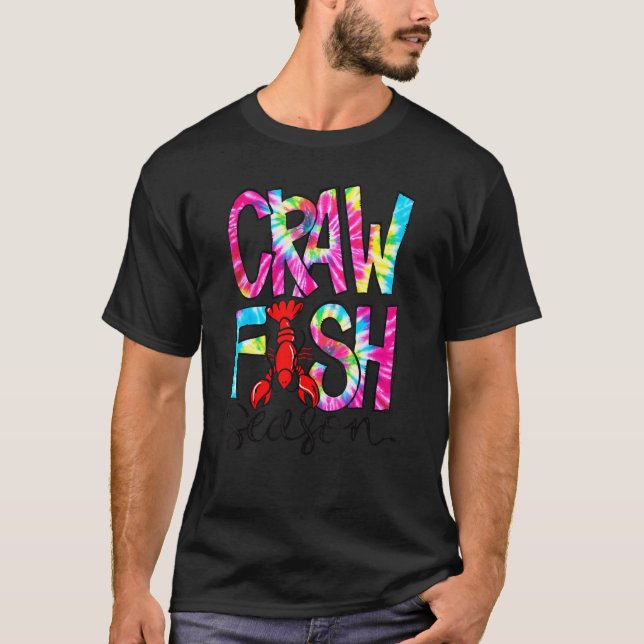 T-shirt Drôle Tie Dye Crawfish Saison Mardi Gras Party App (Devant)