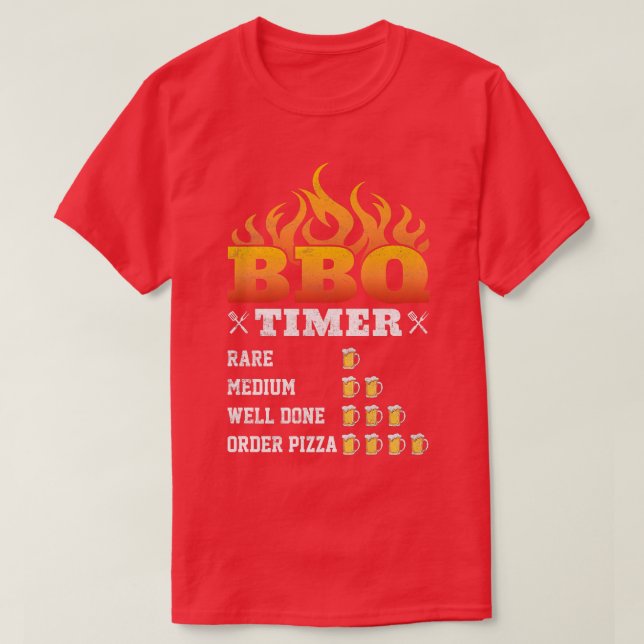 T-shirt Drôle Timer barbecue, Timer barbecue Grill Gri (Design devant)