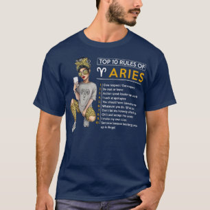 T-shirt Drôle Top 10 Règles De Bélier Zodiaque Signal Horo