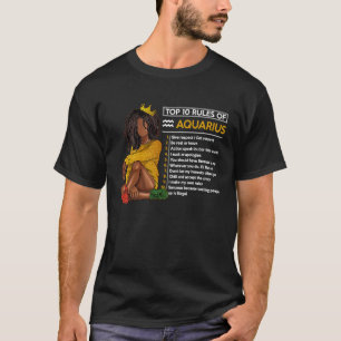 T-shirt Drôle Top 10 Règles Du Signe Zodiaque Aquarius Hor