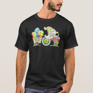 T-shirt Drôle Tracteur de Pâques Gnome Farm Oeufs Lapin La
