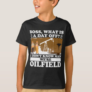 T-shirt Drôle Travailleur De L'Huile Col Rouge Boss, Qu'E