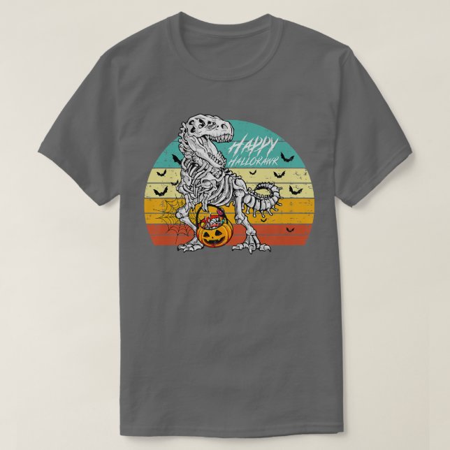 T-shirt Drôle TRe Halloween Happy Hallorawr Dinosaur Pumpk (Design devant)