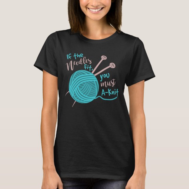 T-shirt Drôle Tricot Kitter Humour Needles Yarn (Devant)