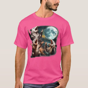 T-shirt Drôle Trois Opossum Lune 3 Possum Full Weird Magie