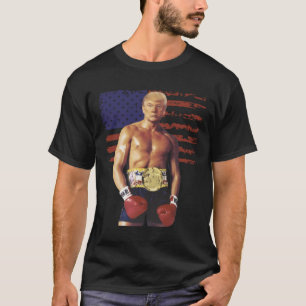 T-shirt Drôle Trump Rocky Boxer Meme Boxer Us Flag Patrio