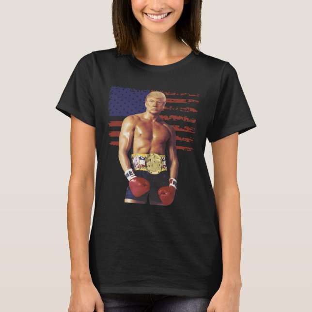 T-shirt Drôle Trump Rocky Boxer Meme Boxer Us Flag Patrio (Devant)
