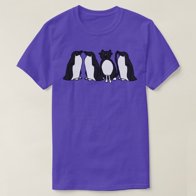 T-shirt Drôle Tuxedo Chat et Penguins (Design devant)