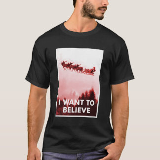 T-shirt Drôle Ufo Santa Claus Je Veux Croire En Christ