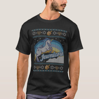 T-shirt Drôle Ugly Hanoukka Sweater Unicorn Jewnicorn
