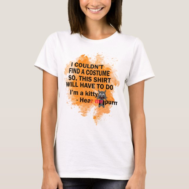 T-shirt Drôle Vampire Chat Pas Un Costume Halloween (Devant)