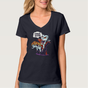 T-shirt Drôle Vampire Manger Pizza Halloween Costume pâle
