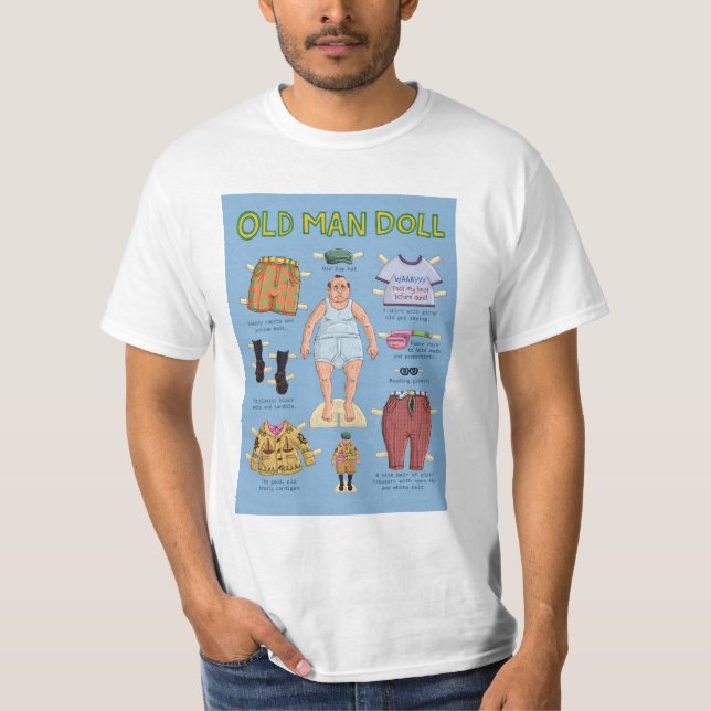 T-shirt Drôle Vieux Homme poupée en papier (Devant)