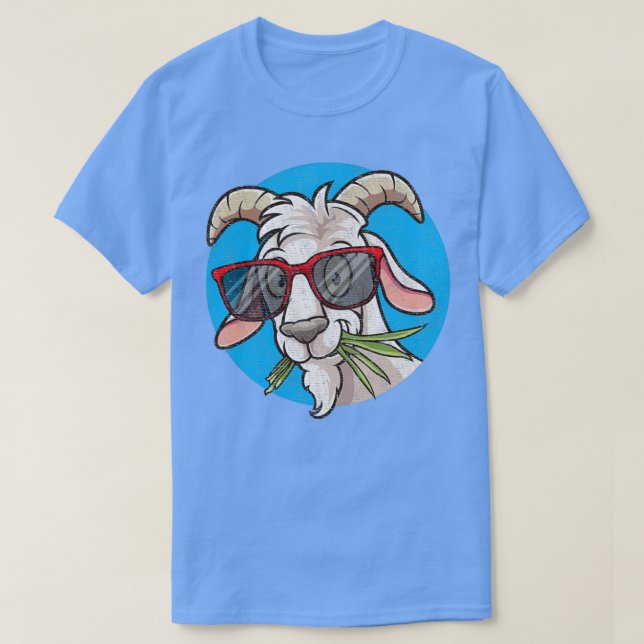 T-shirt Drôle visage de chèvre avec lunettes de soleil (Design devant)