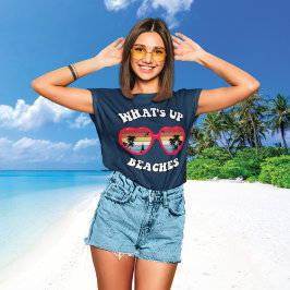 T-shirt Drôle 'What's Up, Beaches' Retro Sunset Lunettes d