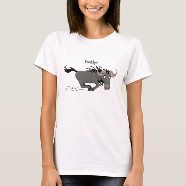 T-shirt Drôle wildebeest tourner dessin animé illustration (Devant)