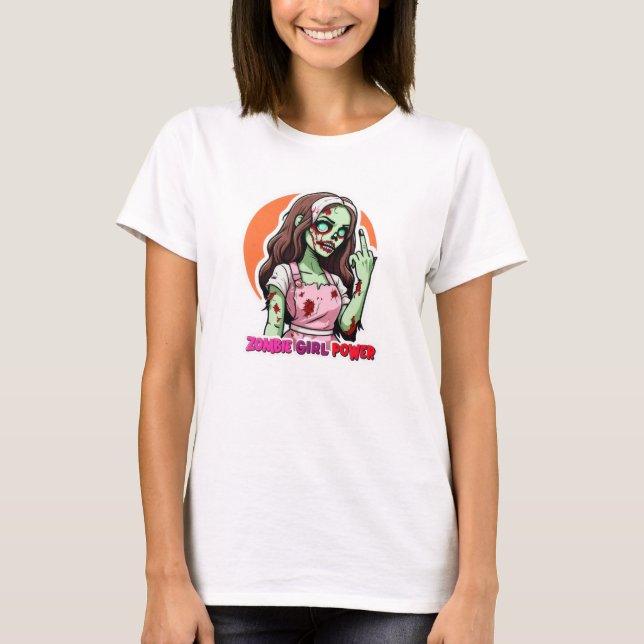 T-shirt drôle ZOMBIE POUVOIR FILLE halloween costume facil (Devant)