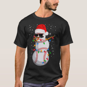T-shirt Drôles de chapeau de Santa de balle de baseball Da