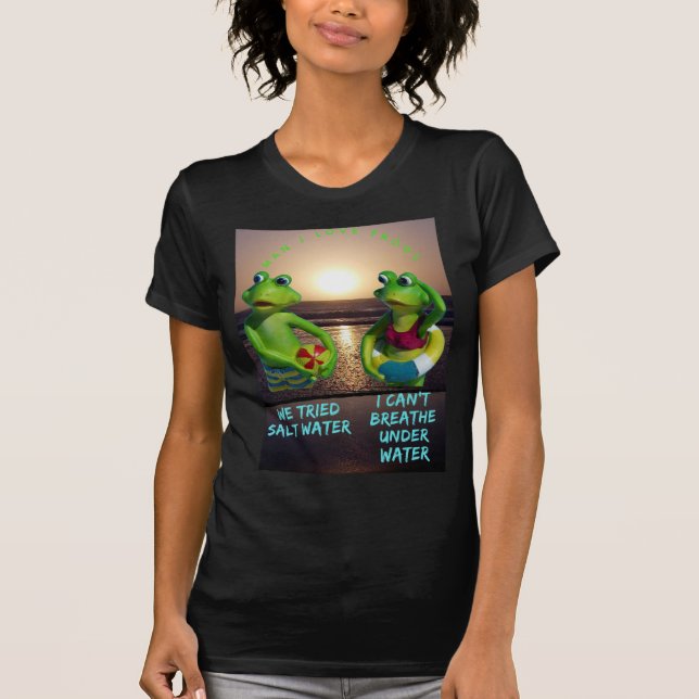 T-shirt drôles de grenouilles dans la mer, mec j'aime les  (Devant)