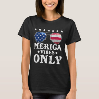T-shirt Drôles de vibrations Merica Drapeau américain Sung