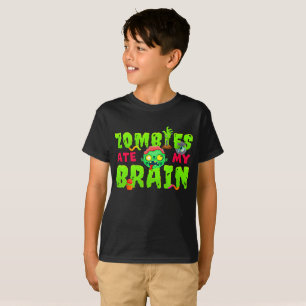 T-shirt Drôles de Zombies d'Halloween Ont Mangé Mon Cervea