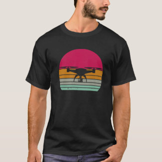 T-shirt Drone vintage Rétro Drone Silhouette Aéronef Quad