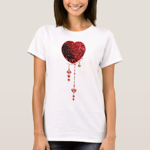 T-shirt Droplets Coeur et Coeur de la Parties scintillant 