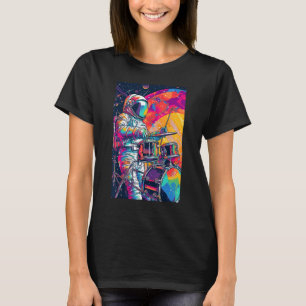 T-shirt Drum Jouer Astronaut Astronaut Drummer Boy Space