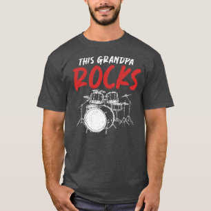 T-shirt Drum Mens Ce Grandpa Rocks Retraité Drummer