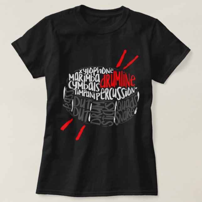 T-shirt Drumline Marching Band Word Cloud Art (Design devant)