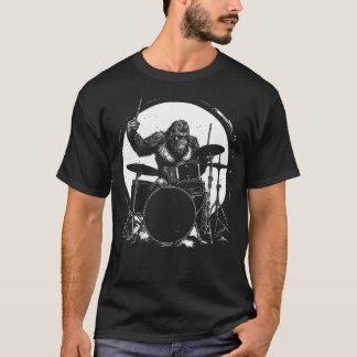 T-shirt Drummer Bigfoot Playing Drums Funny Sasquatch Drum