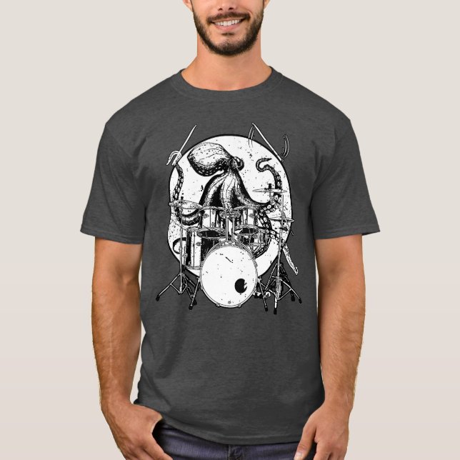 T-shirt Drummer cadeau Octopus Drum Present Premium (Devant)